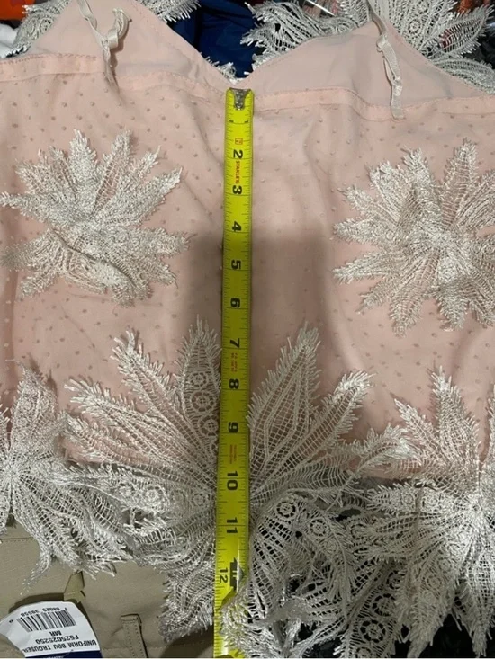 Embroidered Sheer Appliqué Top in Blush Pink Small - Picture 6 of 7